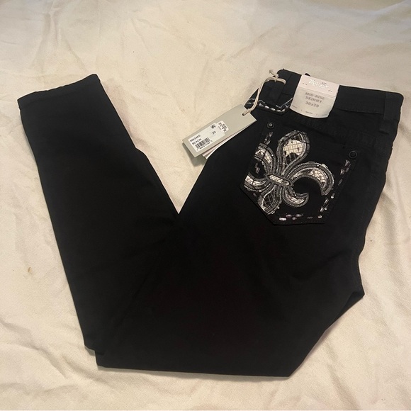 NWT Miss Me Black Embellished studded sequined Women's